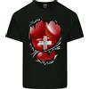 Gildan T-Shirt Leggera In Cotone Per Uomini Con Bandiera Svizzera E Muscoli Strappati