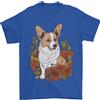 Gildan Corgi Cane con Fiori T-Shirt 100% Cotone