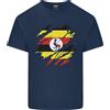 Gildan Torn Uganda Bandiera Ugandese Giorno Calcio Uomo Cotone Leggero T-Shirt