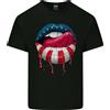 Gildan T-Shirt Leggera In Cotone Con Labbra Della Bandiera Americana Sexy Del 4 Luglio