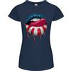 Gildan T-Shirt Donna Taglio Petite Labbra Bandiera USA America 4 Luglio Sexy