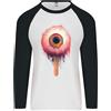 Fruit of the Loom Eyesicle Horror Hangover Eye Gotico Demone Uomo L/S Maglietta Baseball