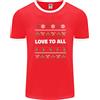 Fruit of the Loom T-Shirt Ringer Hippy Da Uomo Natale Amore A Tutti Pace Xmas FotL