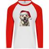Fruit of the Loom T-Shirt Da Baseball L/S Per Uomo Con Cappello Di Natale Per Labrador Dorato