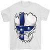 Gil dan T-Shirt Finlandese Con Bandiera Finlandese E Muscoli Scolpiti 100% Cotone
