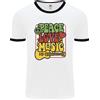 Fruit of the Loom Pace Amore Musica Chitarra Hippy Fiore Potere Maglietta Ringer Uomo