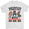 Gil dan Musica Fine Settimana Forecast Alcol Birra T-Shirt 100% Cotone