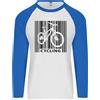 Fruit of the Loom Ciclismo Codice a Barre Ciclisti Bicicletta Uomo L/S Baseball T-Shirt