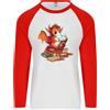 Fruit of the Loom Un Libro Lettura Dragon Topo di Biblioteca Fantasia Uomo L/S Baseball T-Shirt