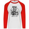 Fruit of the Loom Rock È Morto Drum Kit Batterista Drumming Maglietta Baseball L/S Uomo