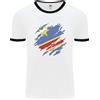 Fruit of the Loom Maglietta Ringer Da Uomo Con Bandiera Del DR CONGO Congolese Day Football