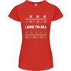 Gildan T-Shirt Hippy Donna Taglia Petite Natale Amore A Tutti Pace Xmas