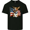 Gildan Un Jack Russell Con Bandiera USA America Maglietta Leggera In Cotone Per Uomo
