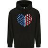 lovetshirts Felpa Da Uomo Con Cappuccio 80% Cotone Bandiera Americana USA Rib Cage