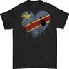 Gildan Love Dr Congo Bandiera Congolese Giorno Calcio T-Shirt 100% Cotone