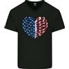 Gildan T-Shirt In Cotone Con Scollatura A V Con Bandiera Americana Del Rib Cage