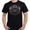 3 Teschi Maglietta Goth Heavy Metal Da Uomo