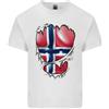 Gildan T-Shirt In Cotone Leggero Per Uomo Con Bandiera Norvegese E Muscoli Strappati