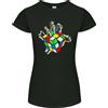 Gildan Mano Scheletro con Una Rétro Puzzle 80s Donna Minuta Taglio T-Shirt