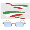 Groove vintage Occhiali da sole uomo made italy anni 90' metallo oro lente blu Grove