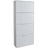 Composad | Scarpiera a Doppia Profondità della Linea FACILE con 4 Ribalte, Con Maniglie, (LxAxP) 65x157,3x24,8 cm, Colore Bianco, Made In Italy