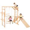 VEVOR Parco Giochi al Coperto, Set da Gioco Montessori da Arrampicata da 100 kg con Scivolo, Altalena, Barra di Scimmia, Anelli da Palestra, Scala in Legno, Corda, Rete da Arrampicata e Barra