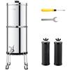 VEVOR Sistema di Filtraggio Acqua a Gravità, Sistema Filtraggio in Acciaio Inox 304 da 2,25 G, Riduce Piombo e Cloro, con 2 Filtri al Carbone e Rubinetto e Supporto, Sistema di Filtraggio Casa Camper