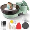 VEVOR Tornio Ceramica Verde In Alluminio, Piatti Girevoli da 36 e 28 cm, Macchina Girevole per Argilla da Banco Elettrico 450W con Pedale, Velocità Regolabile da 30 a 300 giri/min, per Artigianato