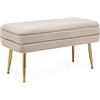 KONTE.DESIGN Panca contenitore PAVLINA, tessuto effetto velluto Beige, 80 x 38 x 42 cm