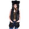 Ulalaza Cappello invernale 3 in 1 in pelliccia sintetica con cappuccio, sciarpa, muffole e orecchie per donna e ragazza, stile 1, Taglia unica