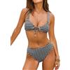 CUPSHE Bikini da donna Set due pezzi costume da bagno anteriore O Ring coulisse Self Tie Costume da bagno cinghie regolabili, Giallo/Geo, S