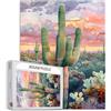 Tucocoo Puzzle da 1000 Pezzi per Adulti - Grande Saguaro Cactus, Sonora Deserto Tramonto Paesaggio Arte - Impegnativo Gioco di Attività Familiari Fai da Te