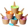 TRIXES Set 6 ciotole gelato e cucchiai colori assortiti | Plastica resistente rosa, lilla, blu, arancio, giallo e verde. Design a cono wafer per dessert.