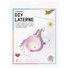 folia 94302 - Lanterna fai da te SWEET RAINBOW, ca. 19 x 44 x 6 cm - set per lanterne che può essere disegnato come un unicorno o un arcobaleno, incl. luce LED, 2 batterie e cuscinetto adesivo