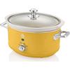 SWAN SF17021YELNEW Retro Slow Cooker 3,5L, Vetroceramica antiaderente senza PFOA e PTFE, giallo vintage