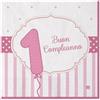 Big Party Tovaglioli Buon Primo Compleanno Rosa 33 x 33 Cm 20 Pz