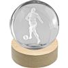Linea Due Elle Lumetto a Sfera Calciatore con Base in Legno D 6 Cm H 8 Cm Bomboniera - Lampada Decorativa Sportiva