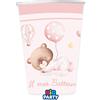 Big Party Bicchieri Carta Battesimo Bear 250 Cc Cf 6 Pz Rosa