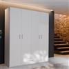 Forte ECONOBOX 2 Armadio 178 moderno con ampio spazio di archiviazione, 4 ante in legno, bianco, larghezza 177,5 cm, altezza 210,5 cm, profondità 54,2 cm