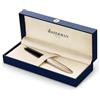 Waterman Carène Deluxe Penna Stilografica, Pennino Sottile con Cartuccia di Inchiostro Blu, Nero Lucido con Clip Dorata 23 Carati e Placcata in Argento, Confezione Regalo