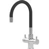 Shurity Snake Rubinetto da cucina Sottofinestra con canna snodabile 3 vie Cromo/Nero