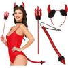 CARTOON Set accessori per travestimento da diavola 3 pezzi cecrhietto coda e tridente costumi halloween carnevale feste a tema horror cosplay