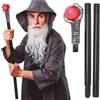 CARTOON Bastone Magico Fantasy 78 cm con Artiglio e Sfera Rossa Scettro Smontabile in PVC per Costume Mago Stregone Negromante Accessorio Cosplay e Carnevale per Travestimenti Spettacoli e Feste a Tema