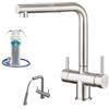 Euroacque Kit Microfiltrazione Rubinetto 3 Vie Euroacque River Argento Doccetta Estraibile - KARGENT3SN