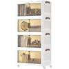 SONGMICS Scatole Portaoggetti, Cassettiera Plastica con Coperchio, Organizer Pieghevole con Ruote a 4 Livelli, 55 x 31 x 111 cm, Contenitori per Armadio, Bianco, Collezione Dennys RLB450WZ01