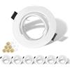 KEJIYILT Set di 6 Faretti LED da Incasso per Cartongesso, Rotondi Bianchi Orientabili a 30° con Portalampada GU10, Compatibili con Lampadine LED e Alogene da 50mm, Cornice Portafaretto per Soffitto
