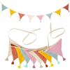 DIPZO Guirlande en tissu 2,6m avec pompons, 10pcs multicolore, double-face coton, déco pour bébé, chambre enfant, fête prénatale, pastel chambre & décoration de chambre bébé