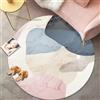 ZAHHYG Tappeto Rotondo Blu Rosa Tappeto Cucina Antiscivolo Lavabile,Tappeto Camera Da Letto E Soffice,Tappeto Salotto Moderno,Tappeti Camera Da Letto, Morbido Tappeto Cameradiametro 80Cm