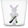 Ichendorf Milano Tumbler Coniglio e Hockey su Ghiaccio, Collezione Snow Games, 30 cl, Vetro Borosilicato, Fatto a Mano