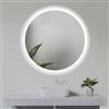 Home Glow Specchio circolare da bagno da 80cm con luci LED, con interruttore touch, Specchio circolare con luce LED frontale bianca naturale.